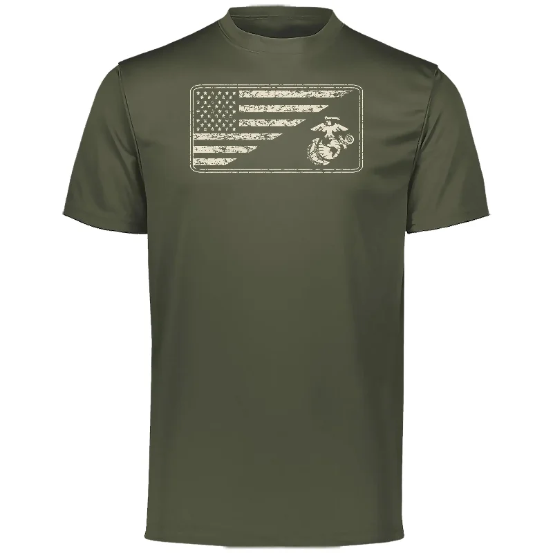 Vintage Desert Sand Split Flag Olive Drab Performance Tee