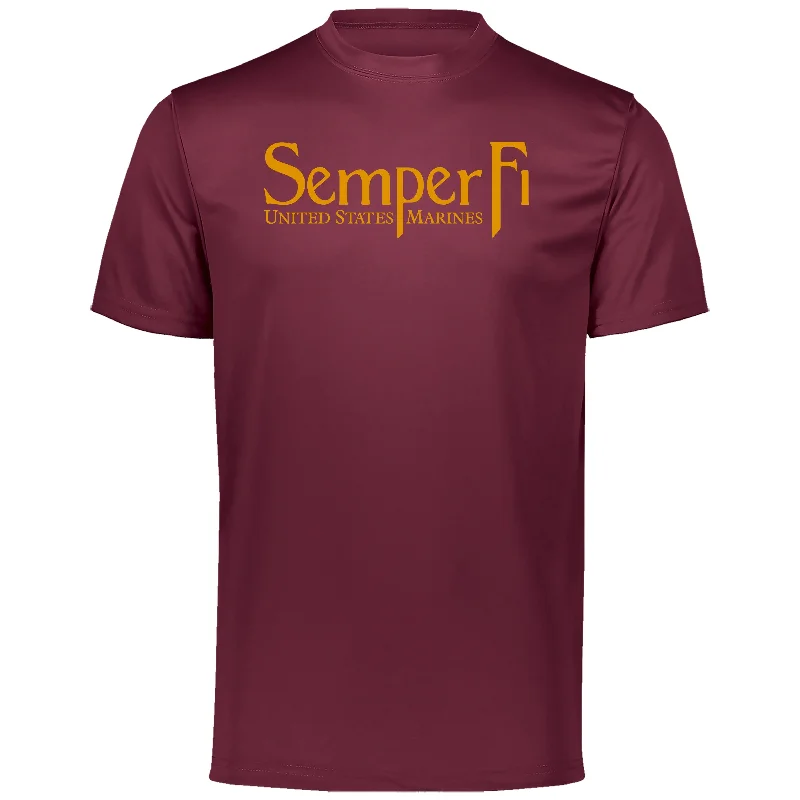 Closeout Gold Semper FI Performance Maroon Tee