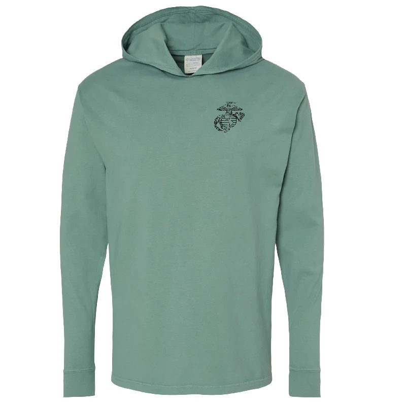 Comfort Colors EGA Lightweight Long Sleeve Hooded Cypress Green Tee