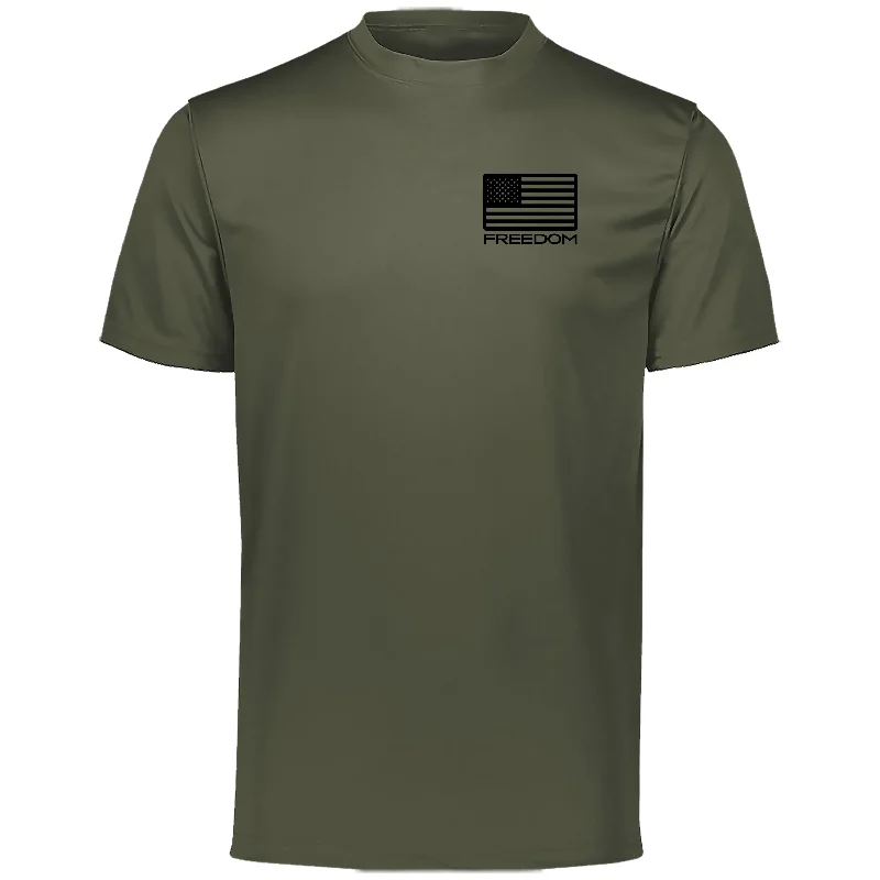 Closeout Vintage Freedom Blk Flag Olive Drab Performance Tee