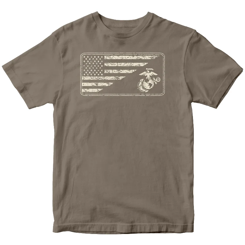 Marines Sand EGA & Split U.S. Flag Coyote Tee