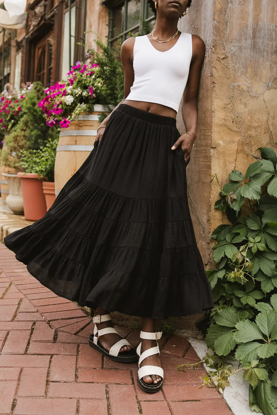 Cody Ann Tiered Skirt in Black