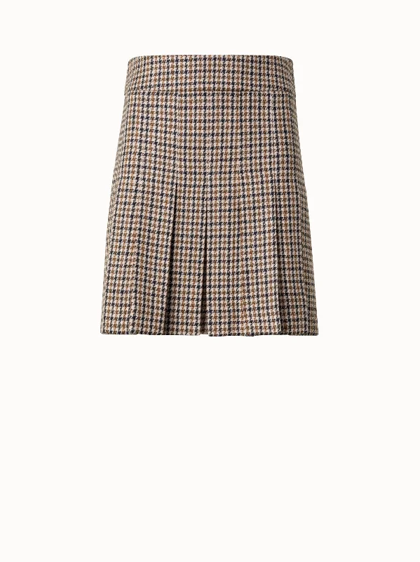 Houndstooth Mini Skirt with Pleats