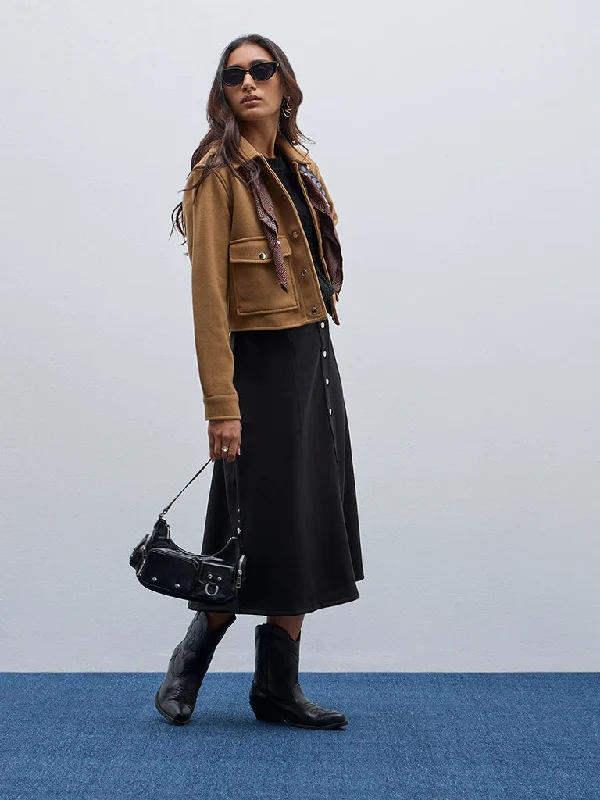 LOV Black Faux Suede High-Rise Skirt