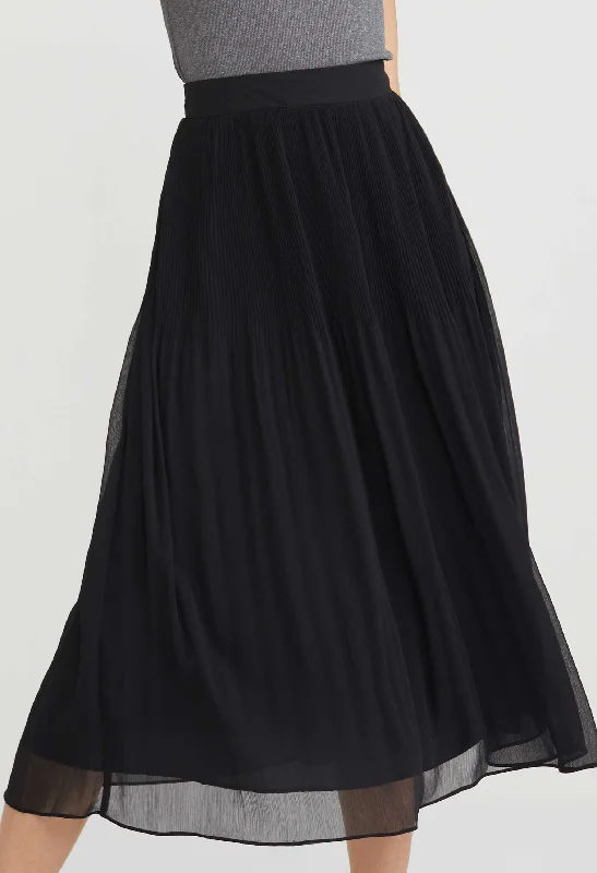 Pleated Chifon Midi Skirt