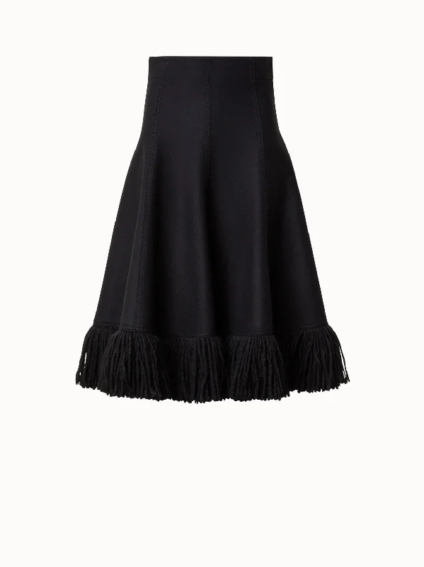 Taglio Vivo Midi Skirt with Fringes