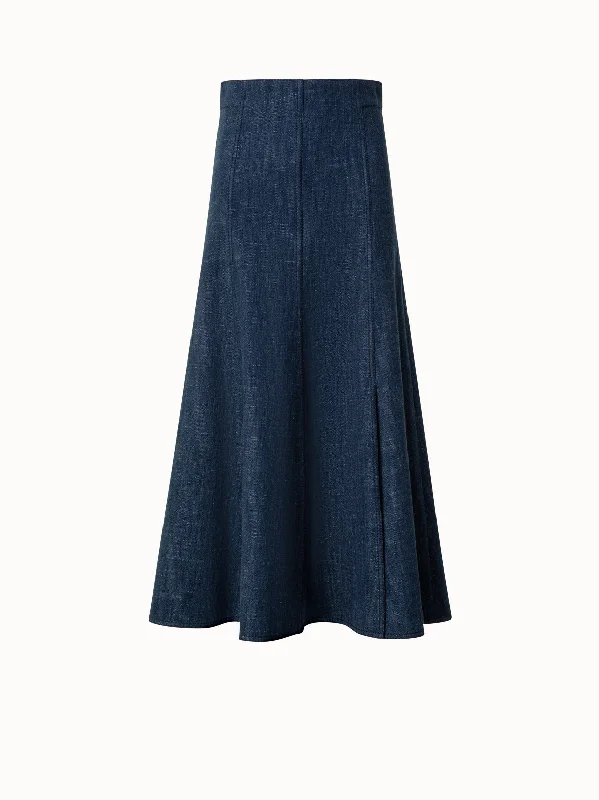 Winter Denim Midi Skirt in A-Line