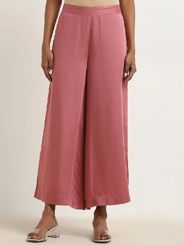 Zuba Dusty Pink High-Rise Palazzos