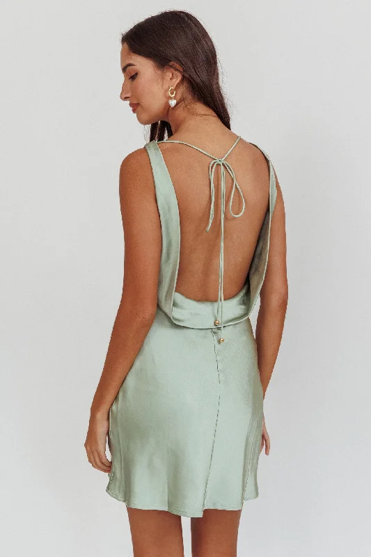 Cassiopeia Open Back Mini Dress Sage