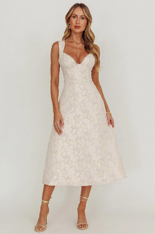 Dream Dust Lace Up Back A-Line Midi Dress