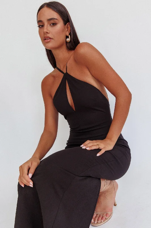 Feels Good Backless Bodycon Maxi Dress Black