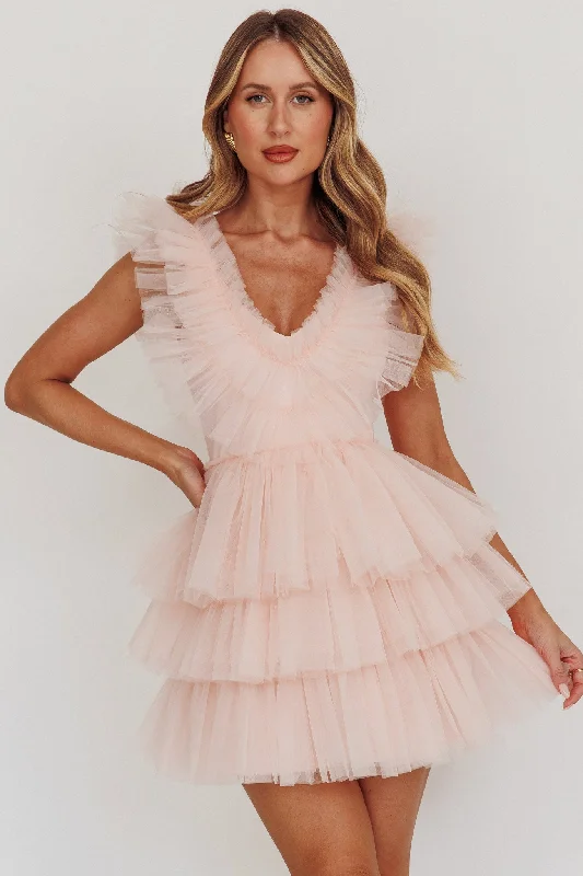 Froufrou Layered Tulle Mini Dress Blush