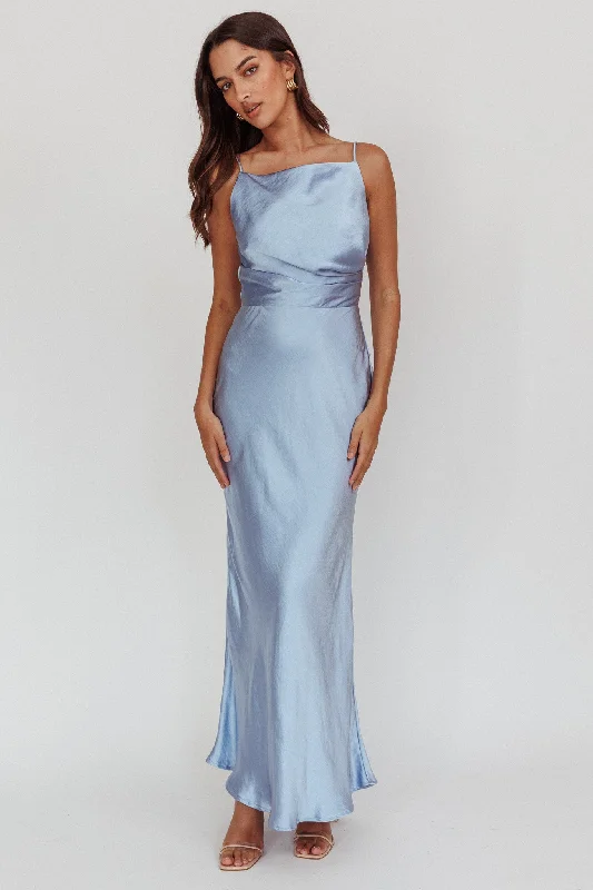 Laila Boat Neck Maxi Dress Stone Blue