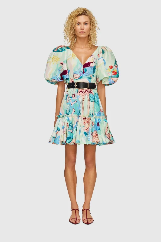 Leo Lin Mia V-Neck Mini Dress - Vacanza Print