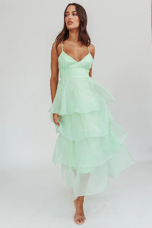 Made For You Tiered Ruffle Midi Dress Mint