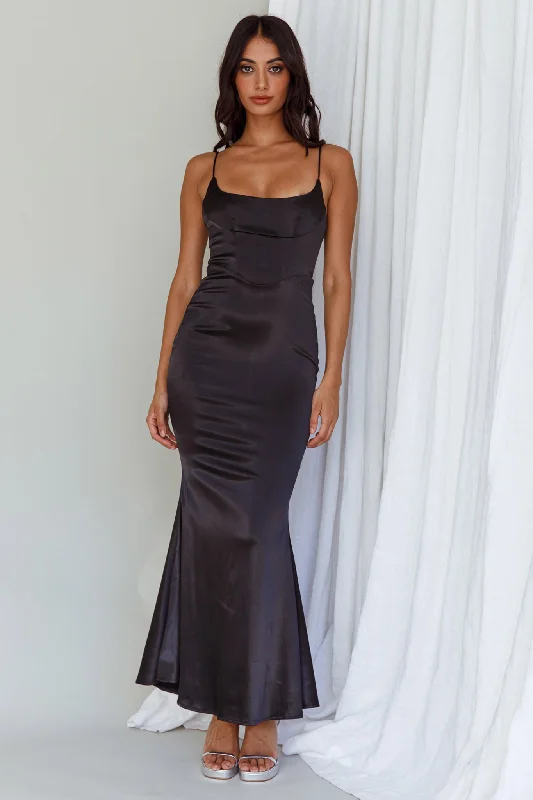 Moon Rising Mermaid Maxi Dress Black