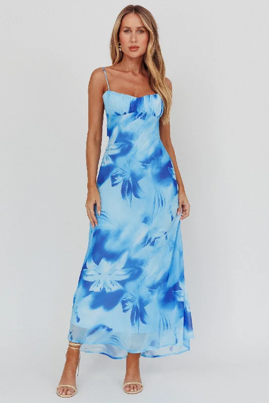 Nerida Low Back Twist Maxi Dress Lily Blue