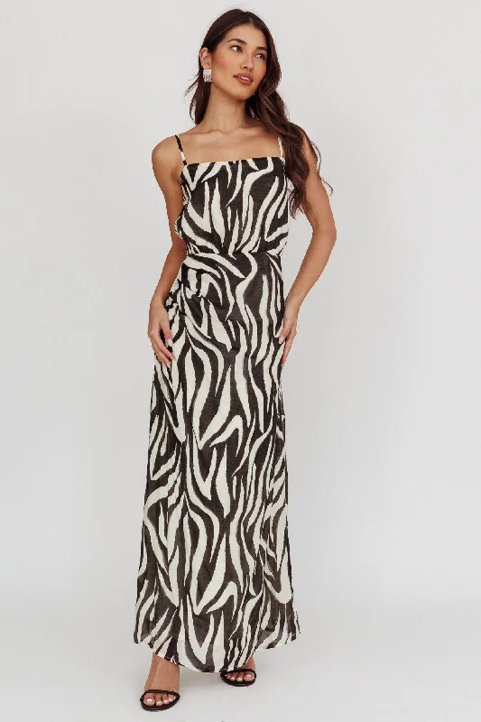 Pristine Zebra Print Maxi Dress Black