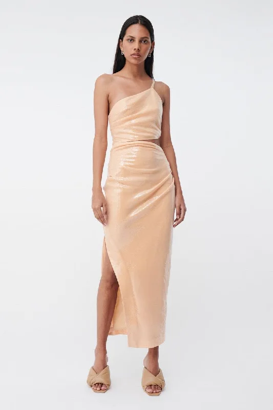 Suboo Marcel Draped Sequin Cutout Maxi Dress - Nude