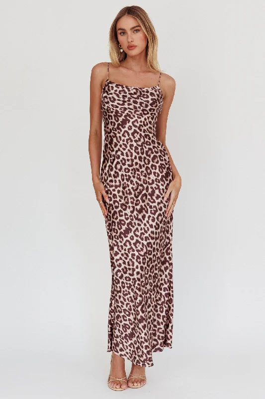 Well Versed Pleated Bust Maxi Dress Leopard