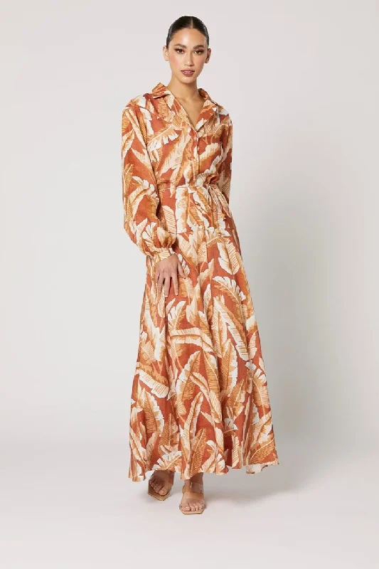 Winona Tundra Button Up Maxi Dress - Print