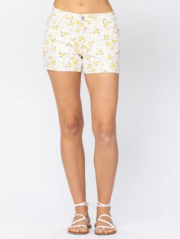 Courtney Mid-Rise Flower Shorts by Judy Blue