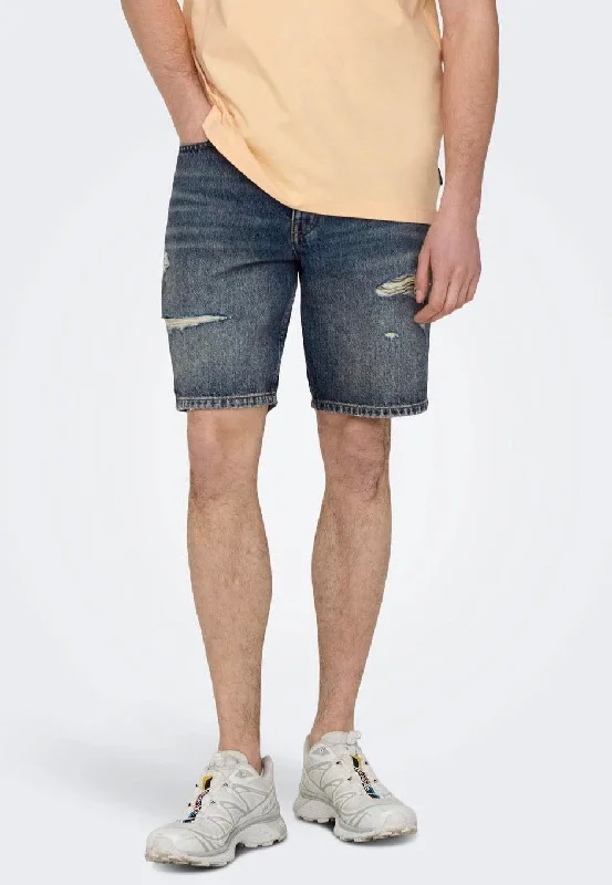 Only & Sons - Edge Ram Dark Blue Denim - Shorts