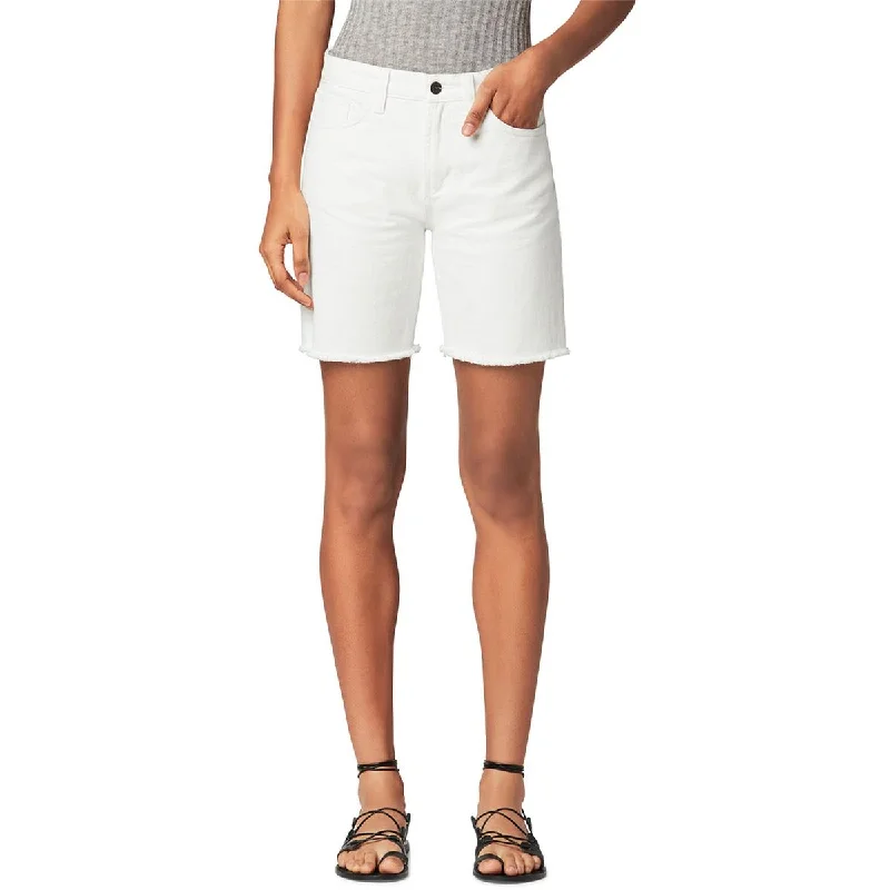 Womens Frayed Hem Cotton Bermuda Shorts