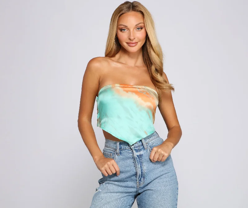 Tie Dye Frenzy Satin Scarf Top