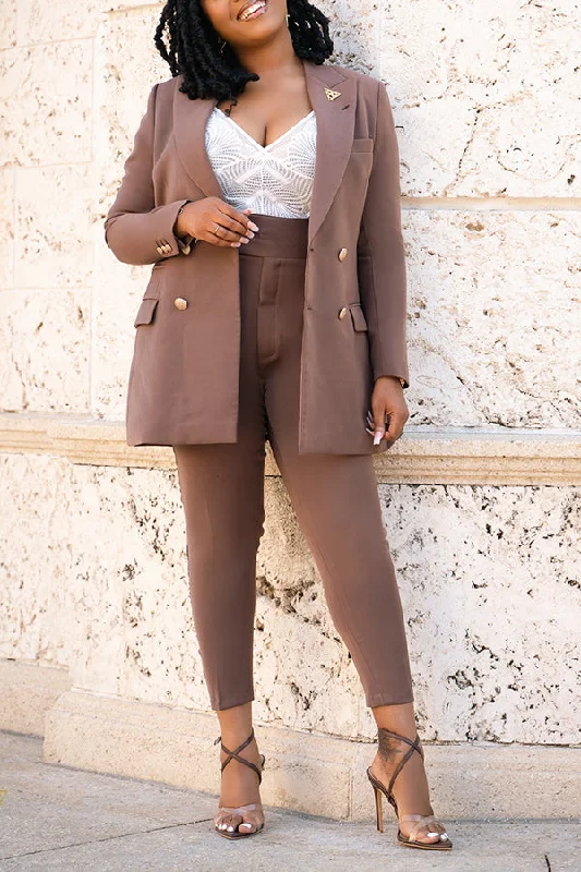 Casual Double Breasted Blazer & Pants Set