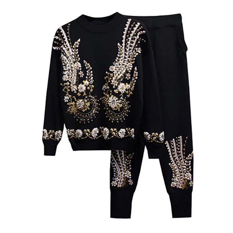 Annierose Beaded Sweater, Pants Set