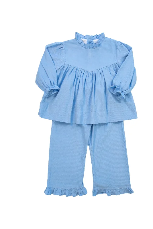 Girls Sweet Blue Corduroy Pants Set