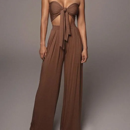 Kathleen Strapless Top & Wide Pants Set