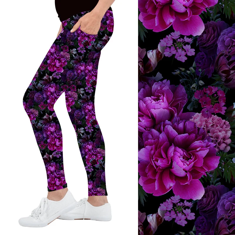 Purple Petals Deluxe Pocket Leggings