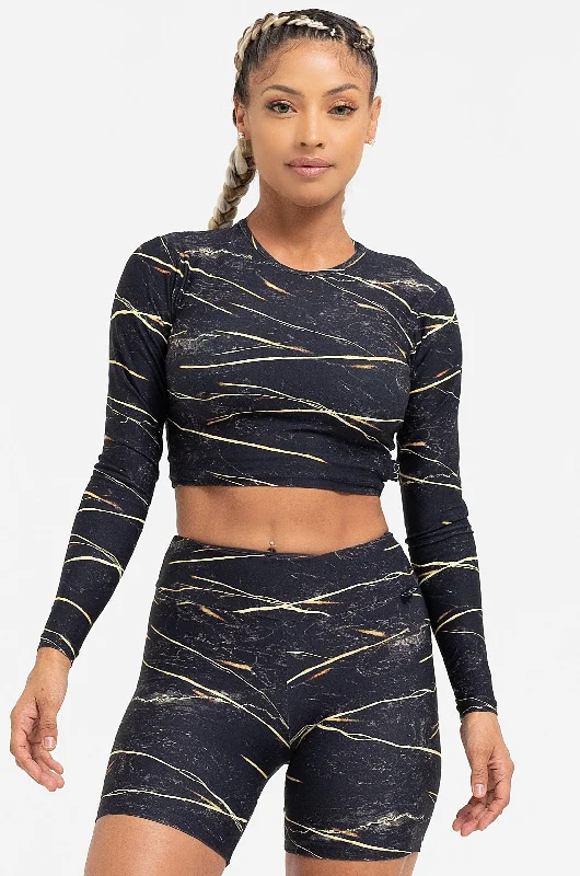 Tiger's Eye Long Sleeve Crop Top